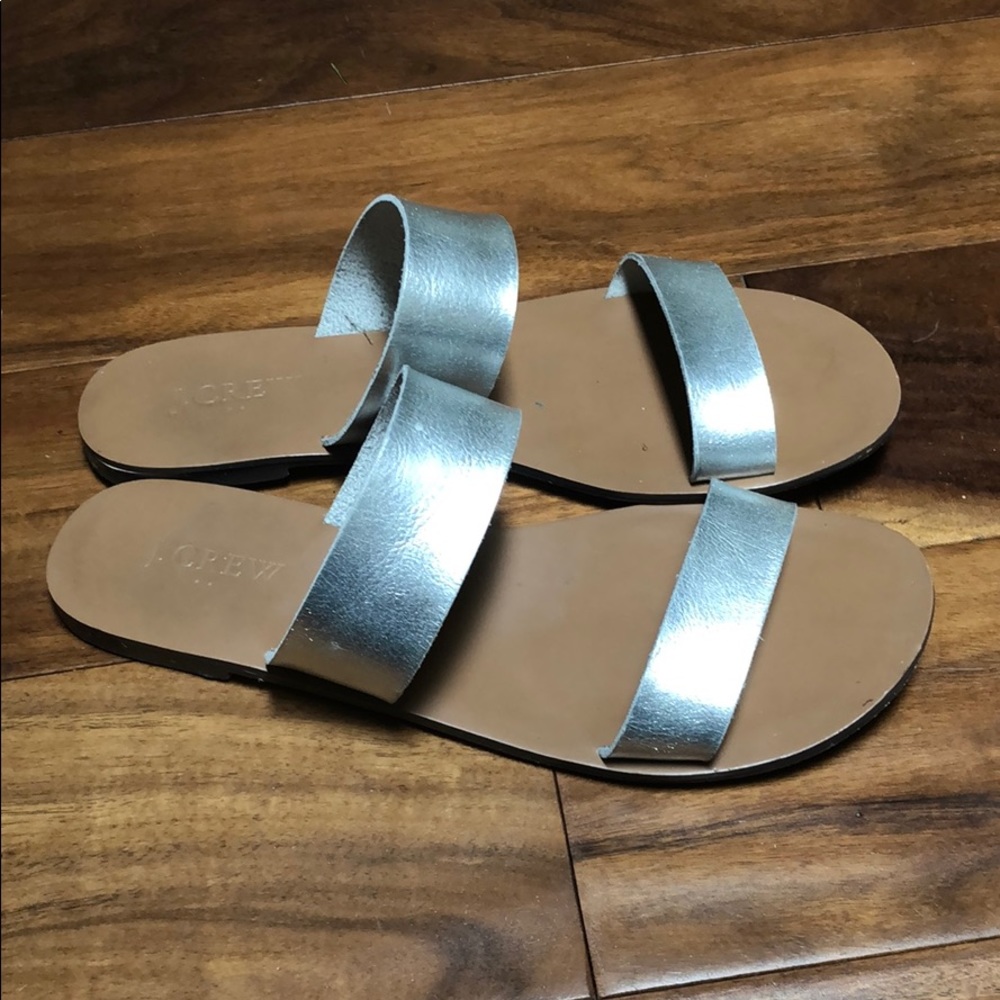 Silver strapped J. Crew sandals 8